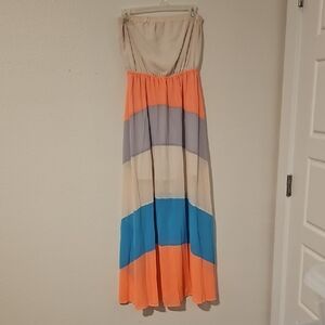 Colorful Strapless Maxi Dress